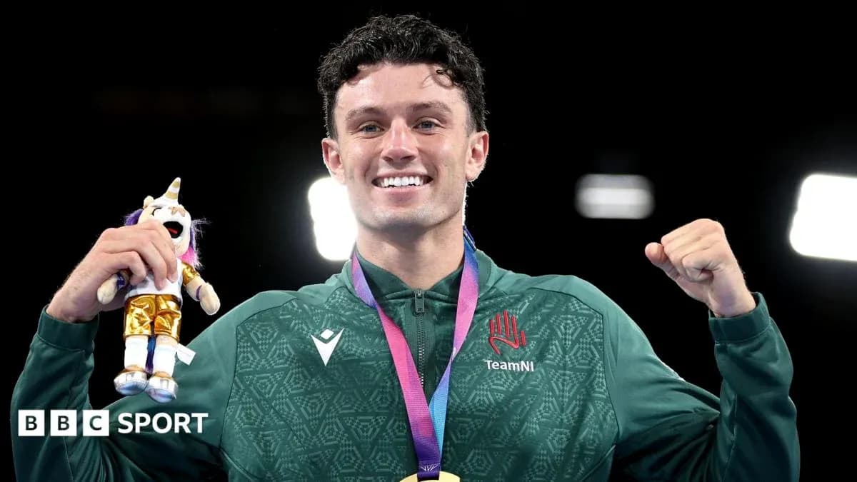Athlete celebrating with medal and toy unicorn