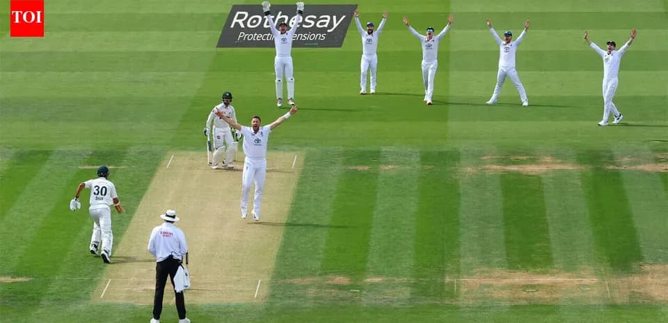 Équipe célébrant un wicket lors d'un match de cricket