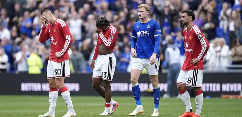 Joueurs de Manchester United après une défaite au match