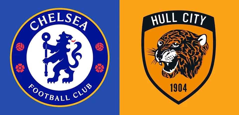 Logos de Chelsea FC et Hull City sur fond coloré