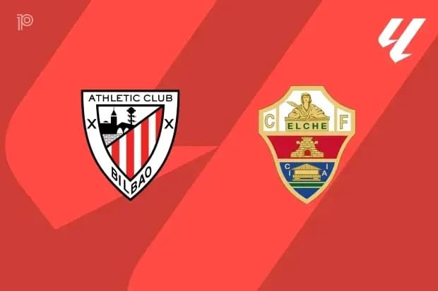 Logos d'Athletic Club et Elche sur fond rouge