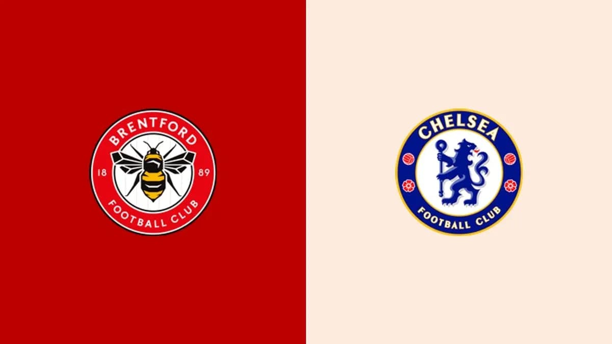 Logos de Brentford et Chelsea sur fond coloré