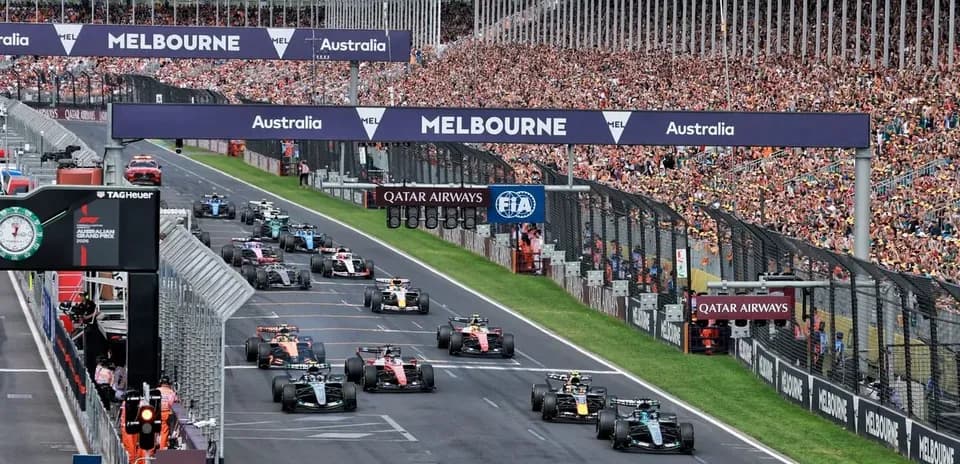 Voitures de F1 au départ du Grand Prix d'Australie