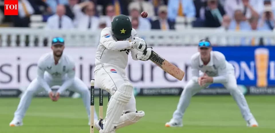 Batter facing a delivery during cricket match