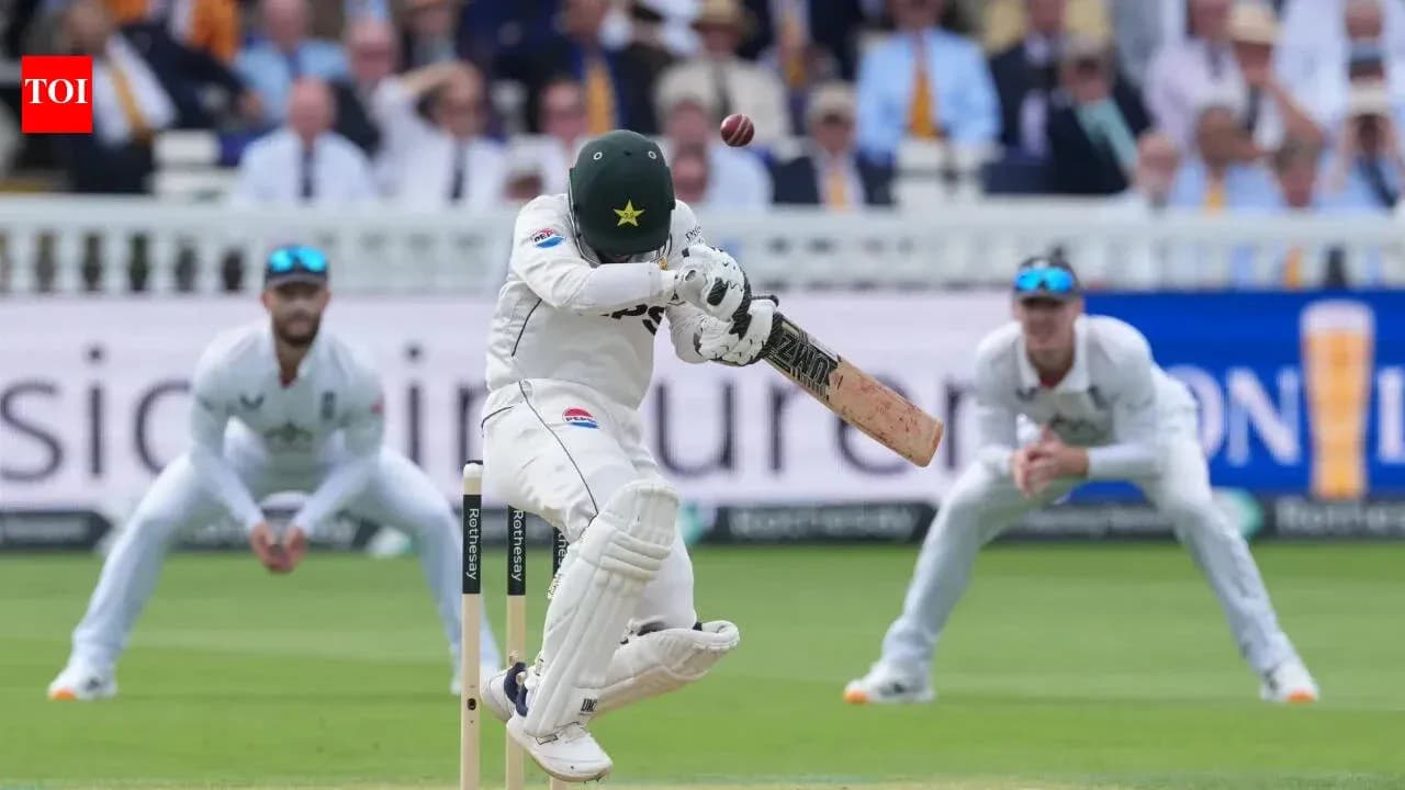 Batter facing a delivery during cricket match