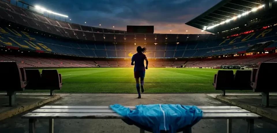 Joueuse courant sur le terrain du Camp Nou