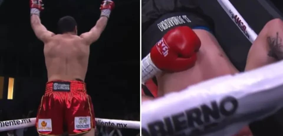 Boxeur levant les bras après une victoire par KO