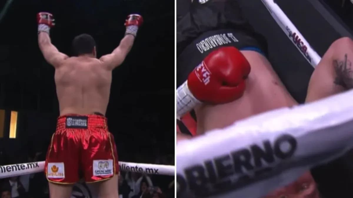 Boxeur levant les bras après une victoire par KO