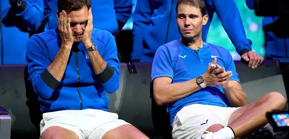 Roger Federer et Rafael Nadal lors d'un événement ensemble