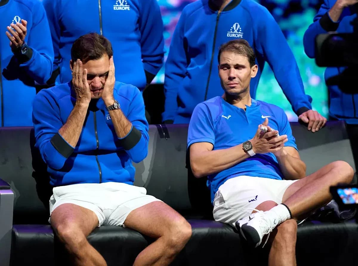 Roger Federer et Rafael Nadal lors d'un événement ensemble