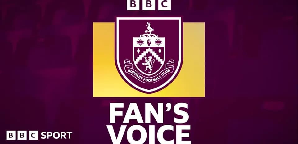 Logo de Burnley FC avec texte Fan's Voice