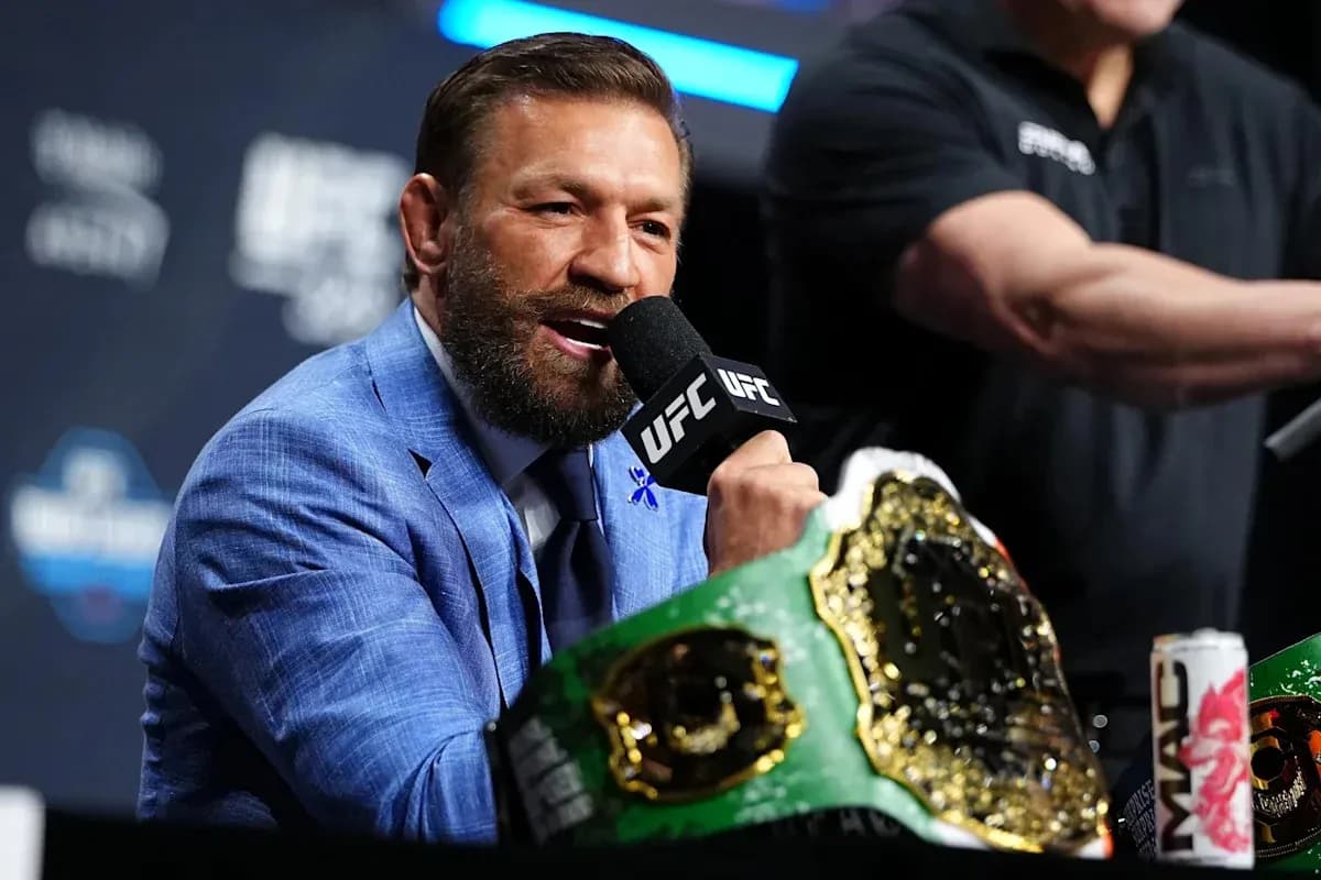Conor McGregor speaking at UFC press conference