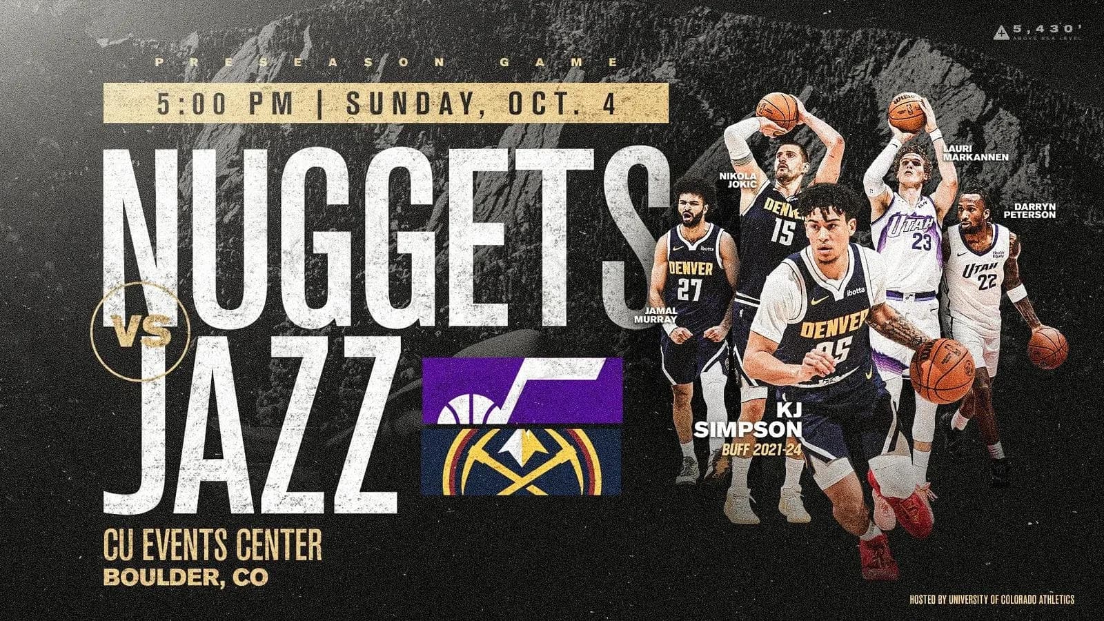 Affiche du match Nuggets contre Jazz à Boulder