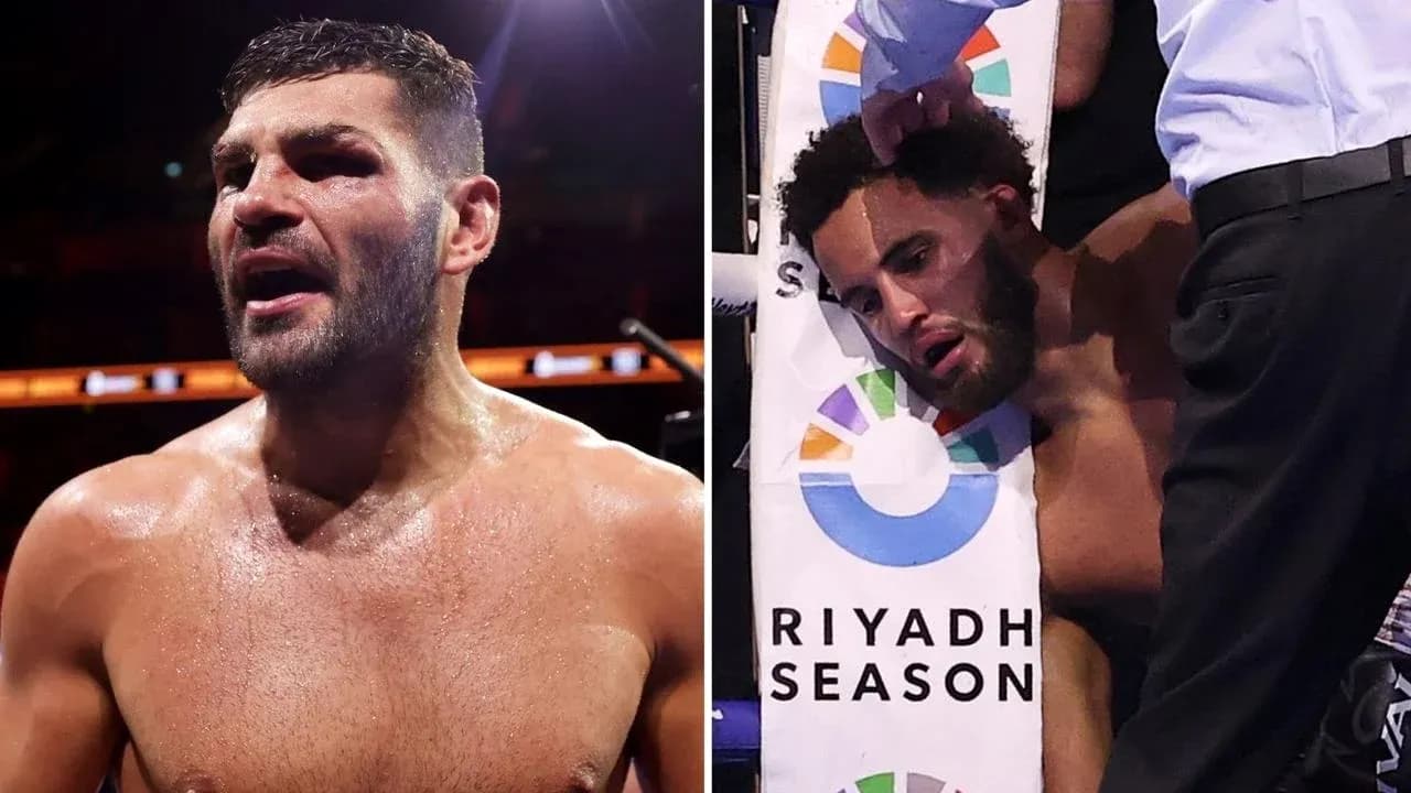 Boxers in different states after a match