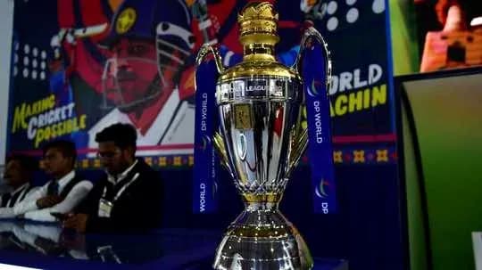 Trophée de la ligue de cricket avec arrière-plan coloré