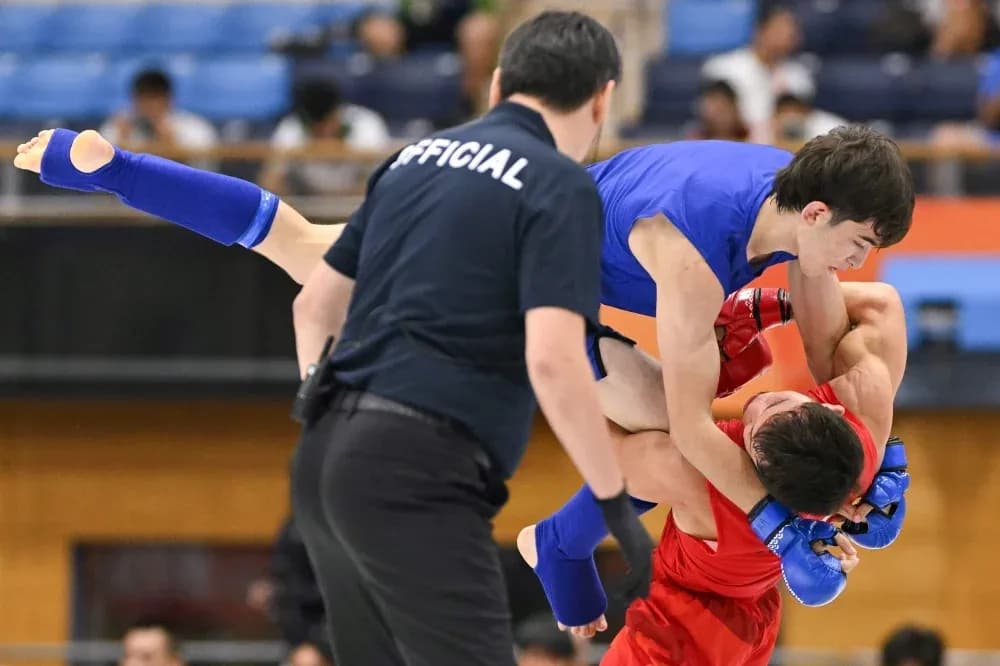 Lutte entre deux combattants sur le ring