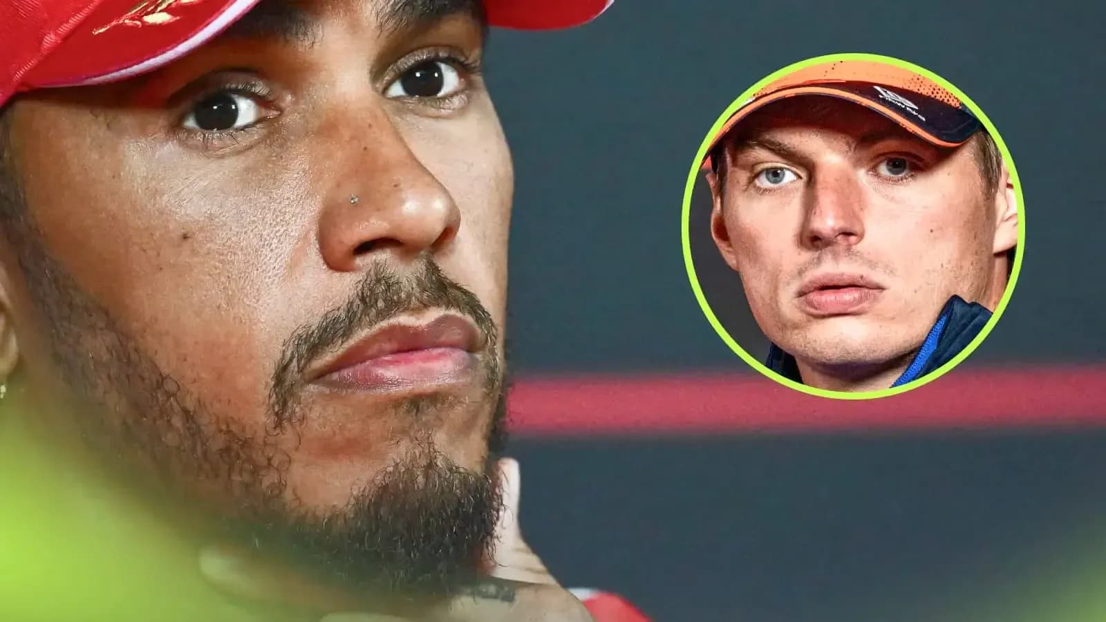 Lewis Hamilton and Max Verstappen during press conference