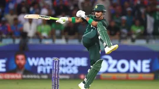 Batsman from Pakistan hitting the ball in match