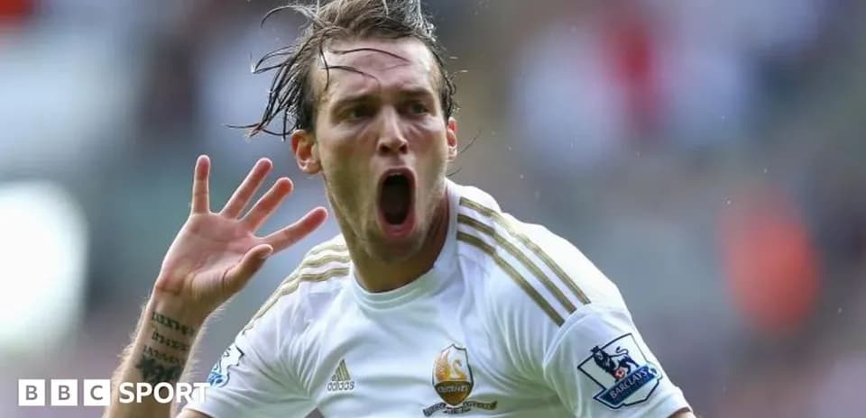 Joueur de Swansea célébrant un but avec enthousiasme