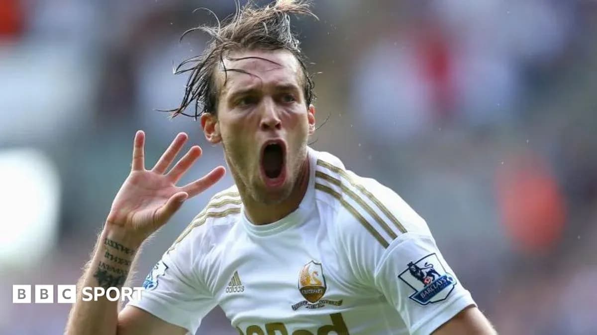 Joueur de Swansea célébrant un but avec enthousiasme