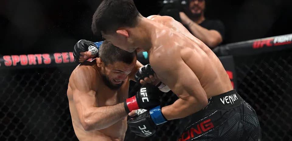 Deux combattants se battant dans l'octogone UFC