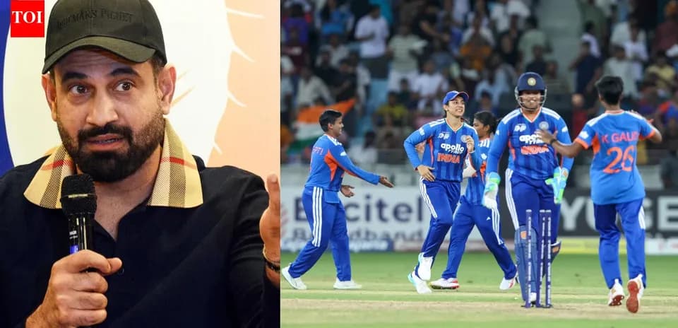 Joueurs indiens célébrant un wicket lors du match