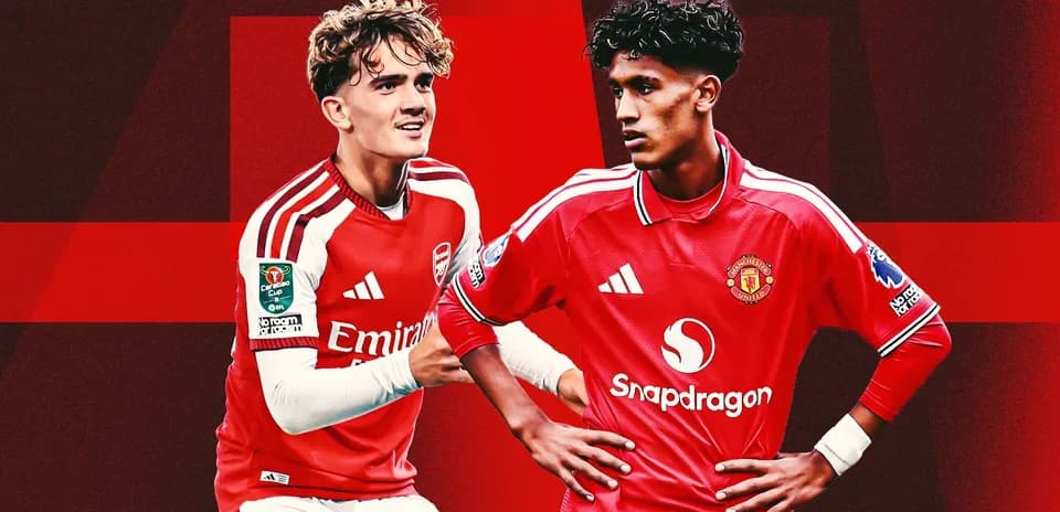 Joueurs d'Arsenal et Manchester United en action