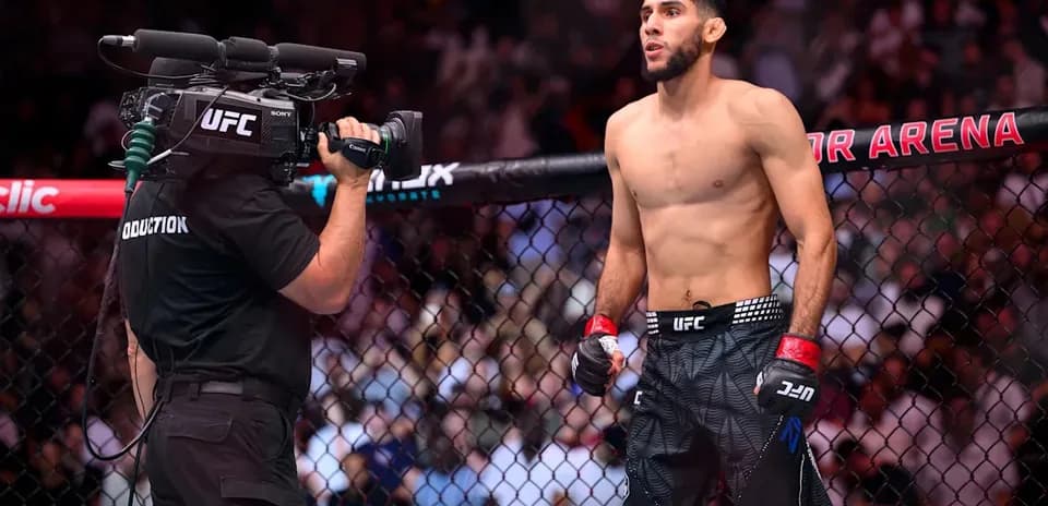 Fighter in UFC octagon preparing for match