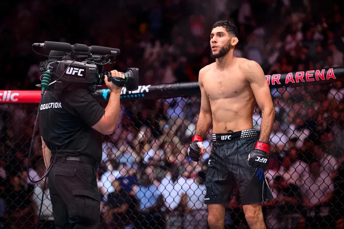 Fighter in UFC octagon preparing for match