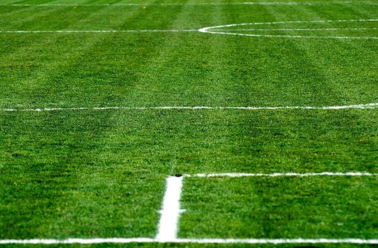 Terrain de football avec lignes blanches tracées