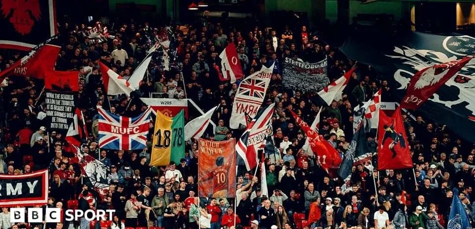 Supporters waving flags in stadium stands