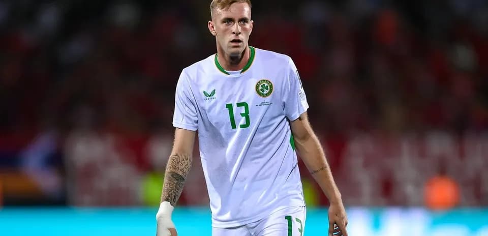 Joueur irlandais en tenue de match sur le terrain