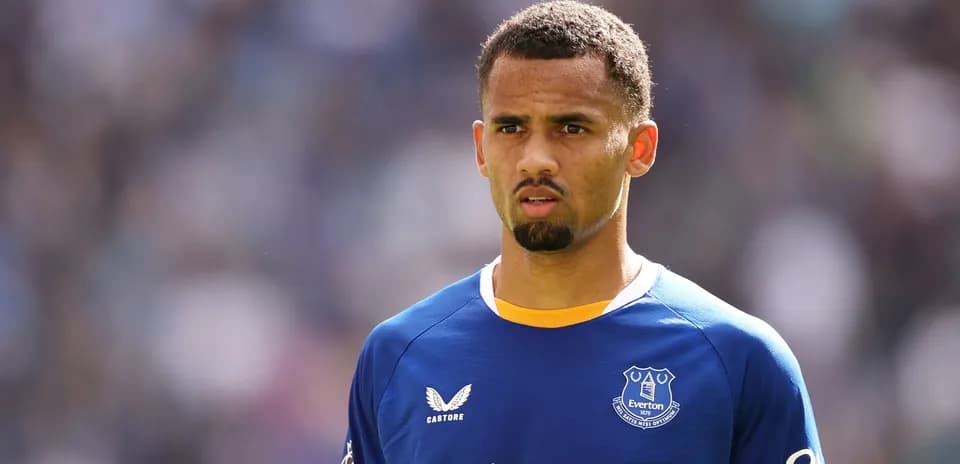 Joueur d'Everton sur le terrain avant le match