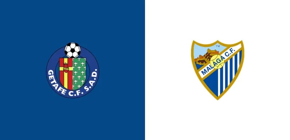 Logos de Getafe CF et Malaga CF sur fond coloré