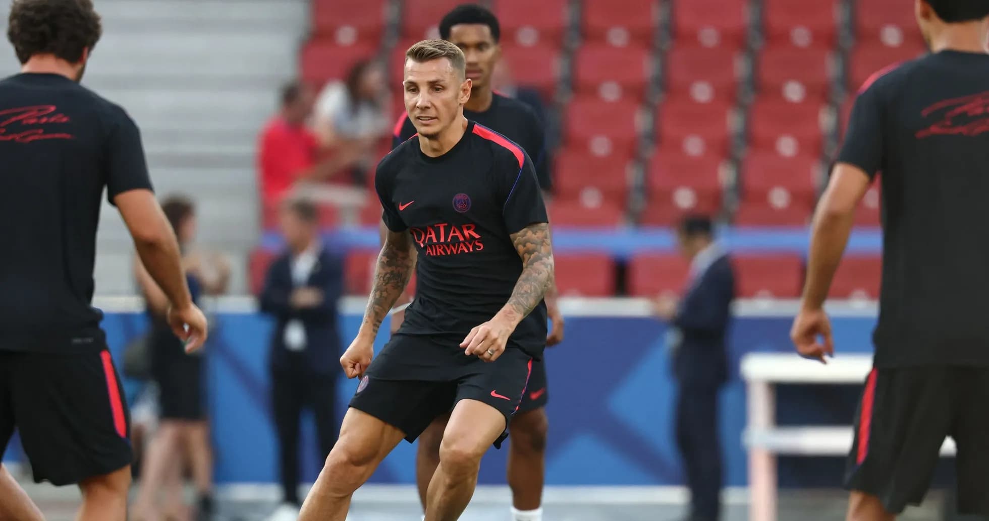 Joueur s'entraînant lors d'une séance de PSG