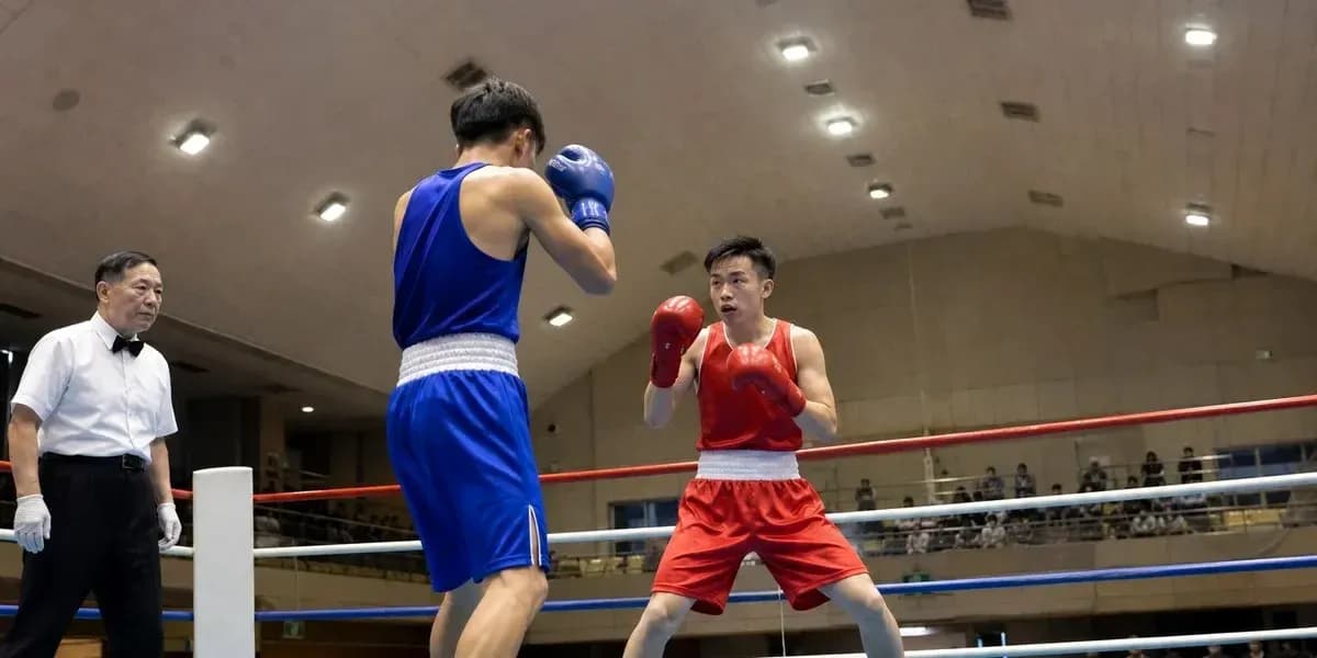 Deux boxeurs en action dans un ring de boxe