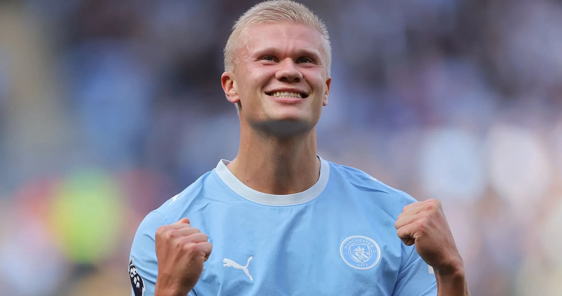 Joueur de Manchester City célébrant une victoire