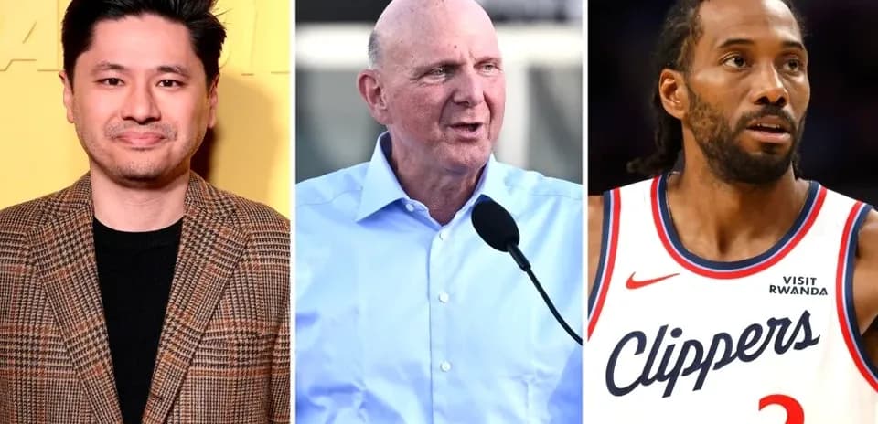 Trois personnes, dont un joueur des Clippers, discutant