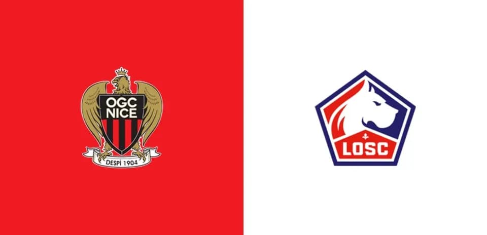 Logos d'OGC Nice et LOSC sur fond coloré