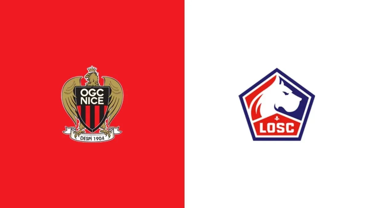 Logos d'OGC Nice et LOSC sur fond coloré