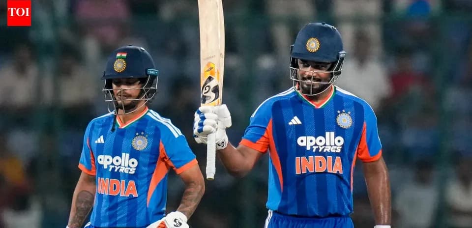Batsmen celebrating during cricket match for India