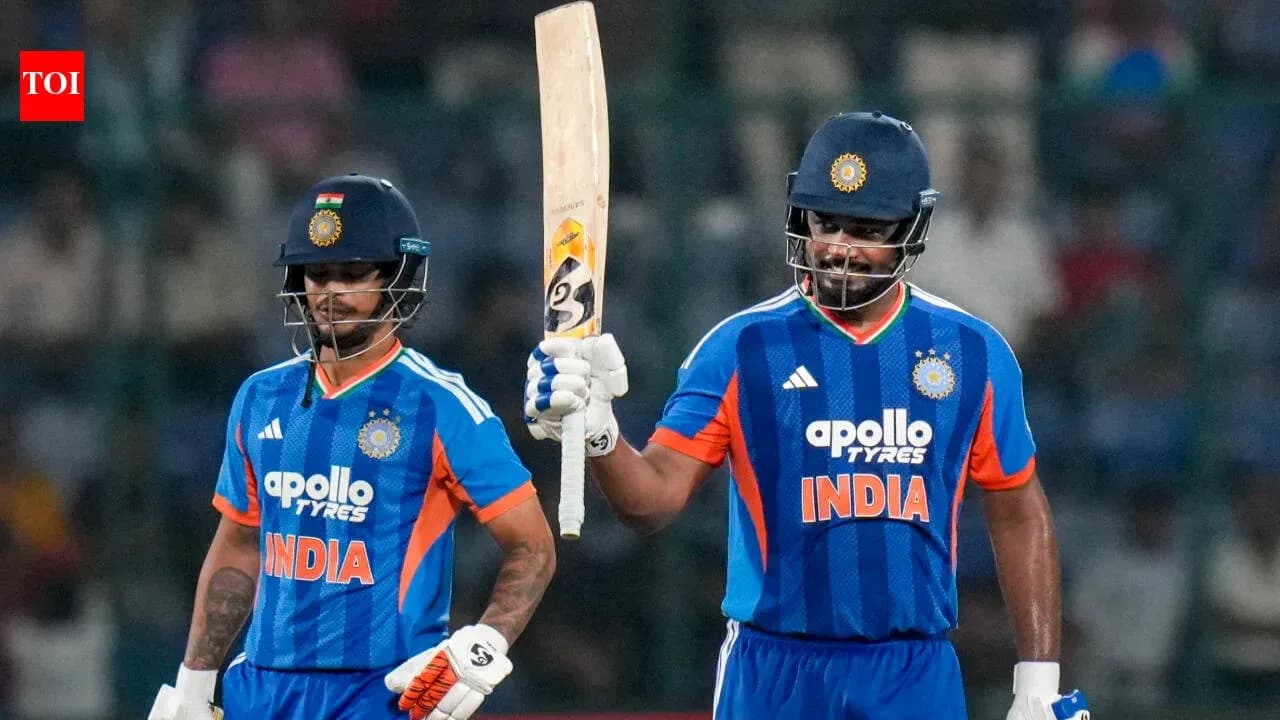 Batsmen celebrating during cricket match for India