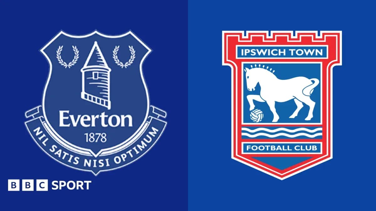 Logos d'Everton et d'Ipswich Town sur fond bleu