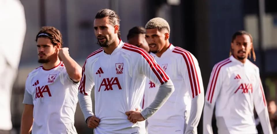 Joueurs de Liverpool lors d'une séance d'entraînement