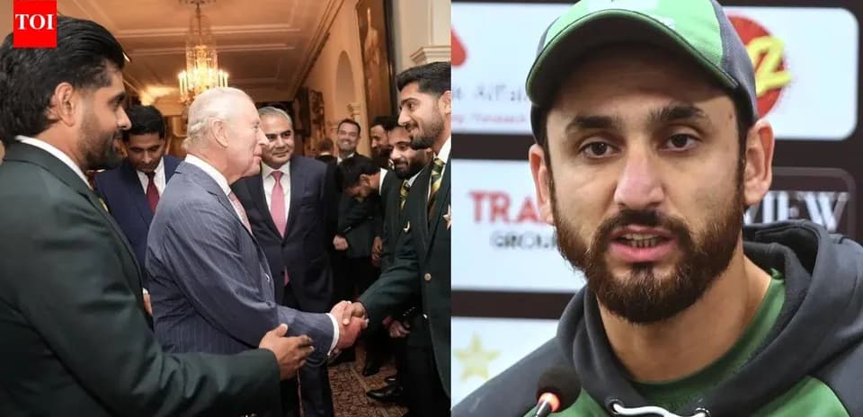 Rencontre entre joueurs de cricket et un homme en costume
