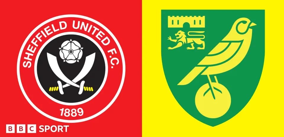 Logos de Sheffield United et Norwich City sur fond coloré