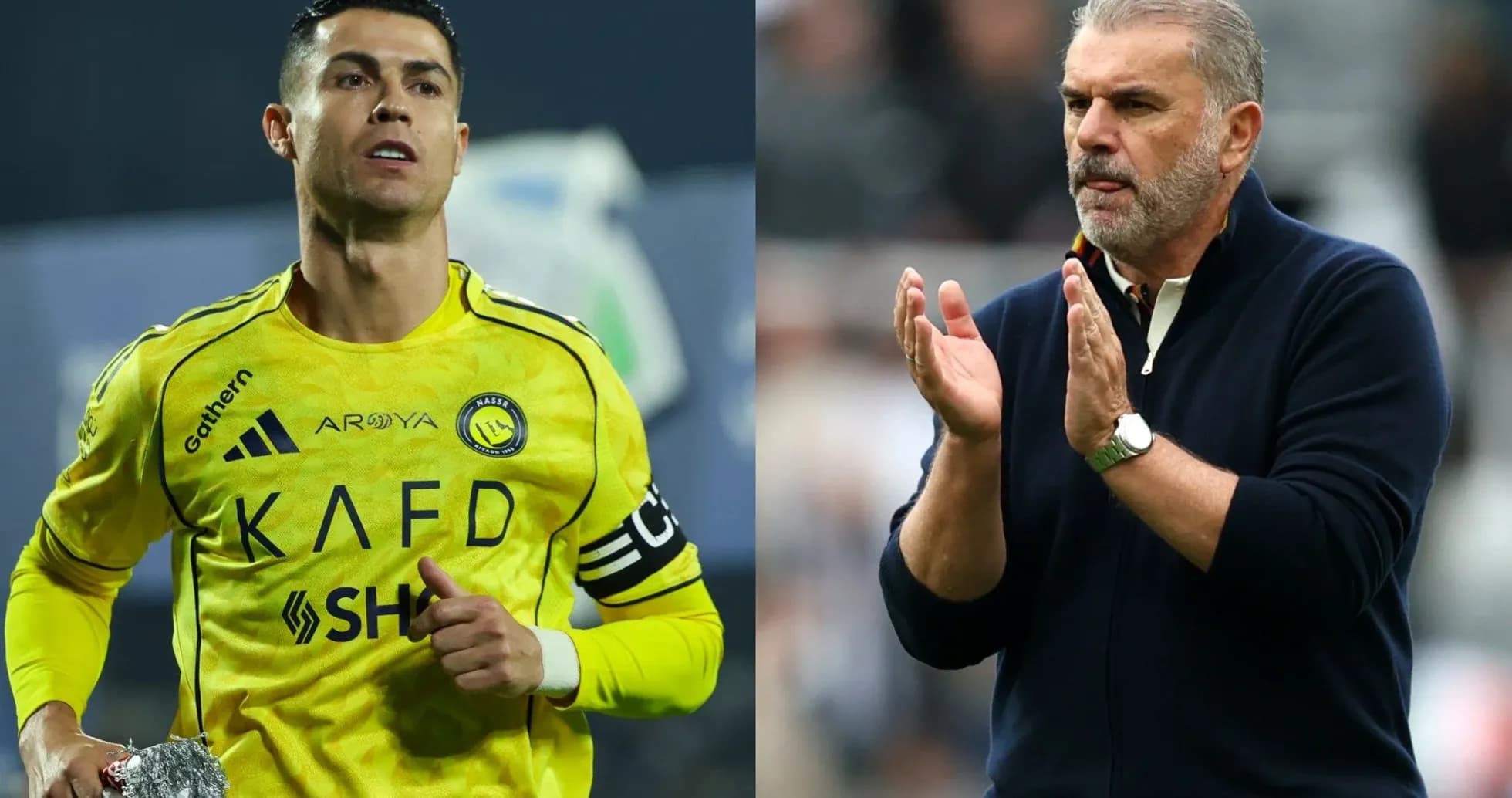 Cristiano Ronaldo et entraîneur applaudissant sur le terrain