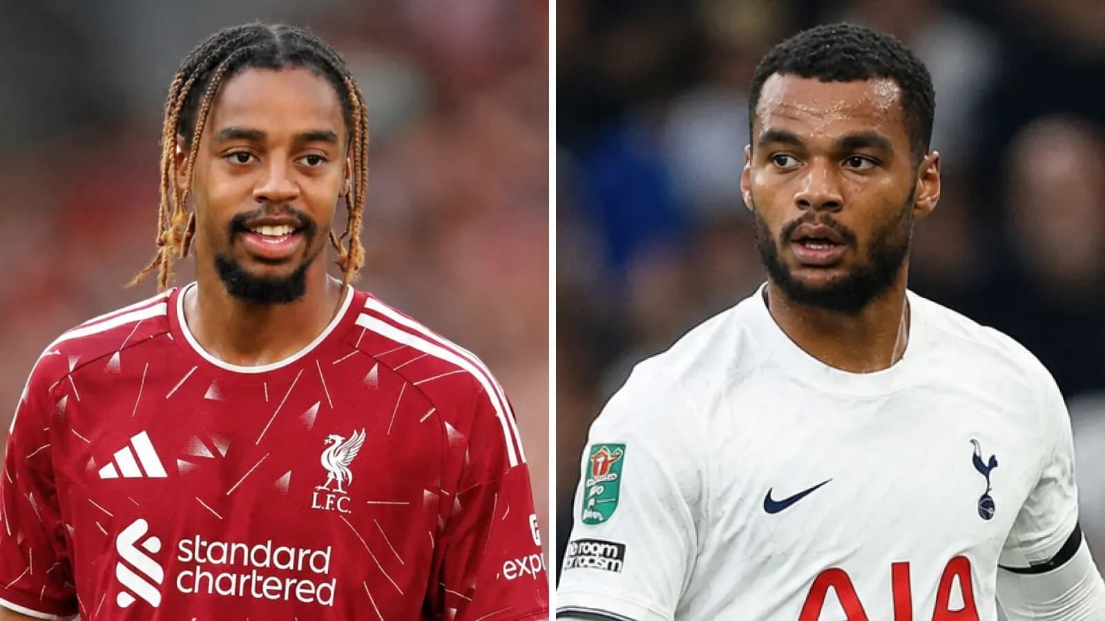 Deux joueurs de football en maillots d'équipe