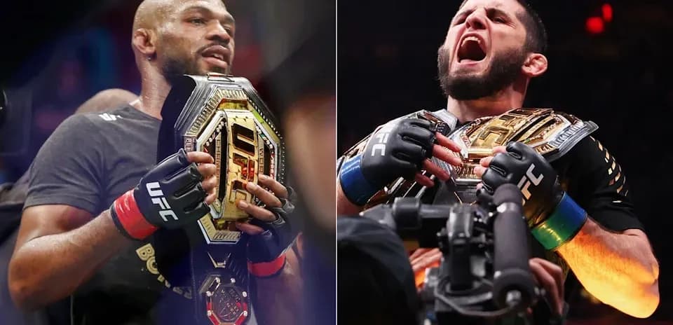 Deux combattants tenant des ceintures UFC après victoire