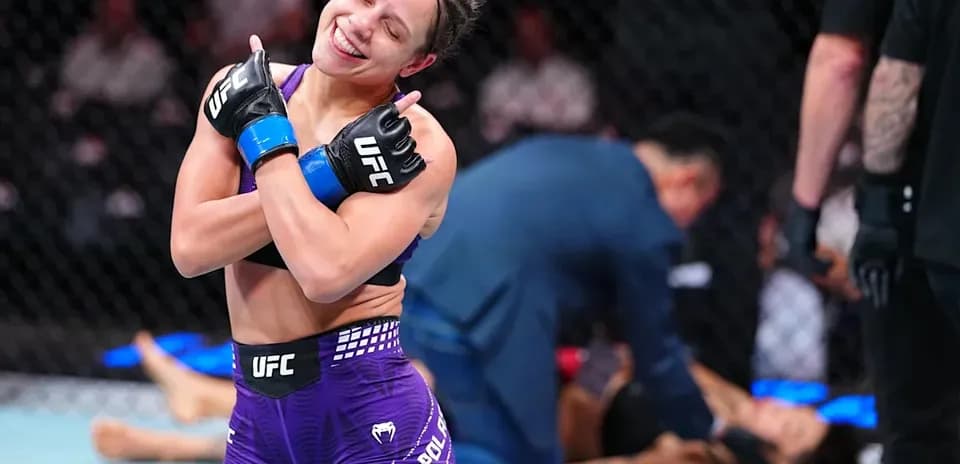 Fighter celebrating victory after UFC match